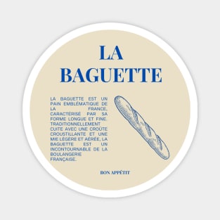 La Baguette Graphic and French Phrases Magnet